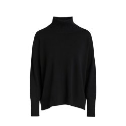 Sort strikbluse med hj ribhals Lea & Luc