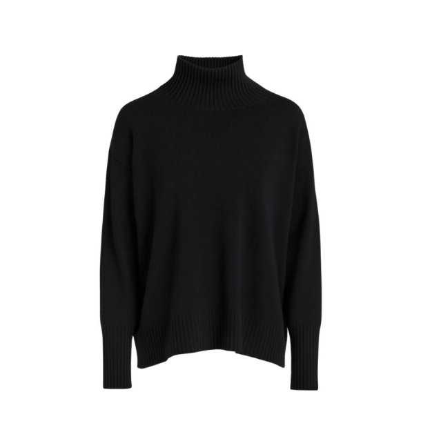 Sort strikbluse med hj ribhals Lea & Luc