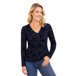 Marinebl mesh bluse med fljlsmnster