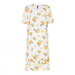 Soulmate kjole i lys farve med gule blomster og V-udsk�ring