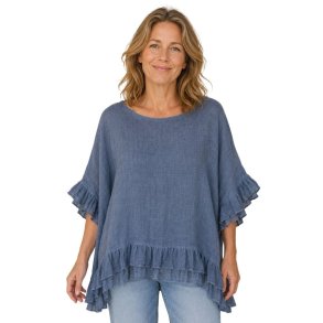 Bl� Lea & Luc h�rbluse med fl�ser &ndash; style 8747