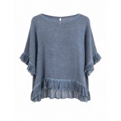 Bl� Lea & Luc h�rbluse med fl�ser &ndash; style 8747