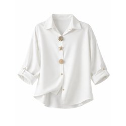 Est�e Brown skjorte i hvid &ndash; 100% bomuld med dekorative knapper fra Fruens Hus