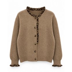 Afinity beige cardigan med leoparddetaljer AP192