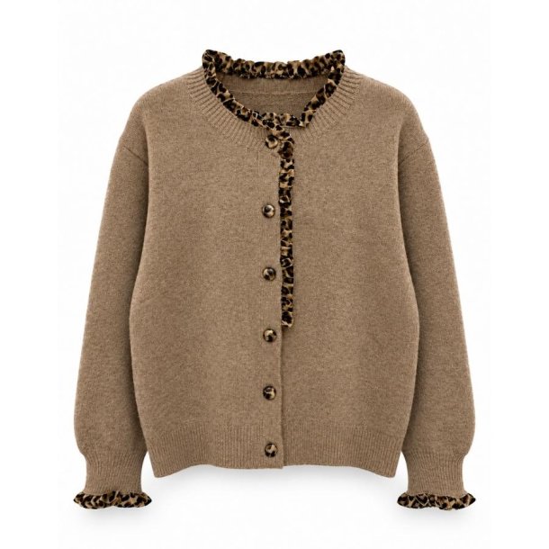 Afinity beige cardigan med leoparddetaljer AP192