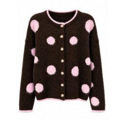 Afinity m�rkebrun cardigan med lyser�de prikker AP202