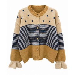 Afinity cardigan med bl� striber og hjerter