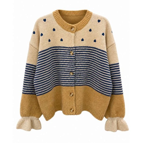 Afinity cardigan med bl� striber og hjerter