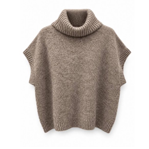 Afinity strikvest med rullekrave i mellembrun/taupe AP213