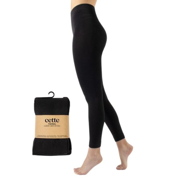 Sorte fleeceforede Termo leggings fra Cette