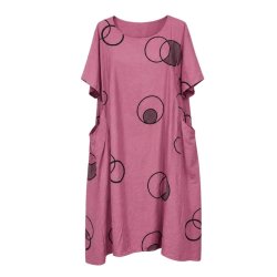 Pomelo Paris rose kjole med sort cirkelprint