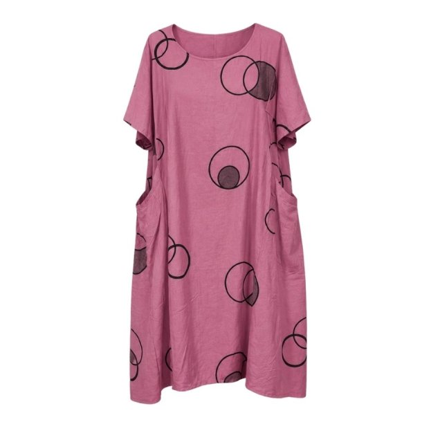 Pomelo Paris rose kjole med sort cirkelprint