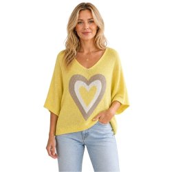 gul bluse med hjerte bomuld dame