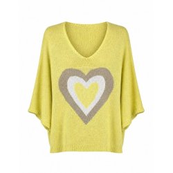 gul bluse med hjerte bomuld dame