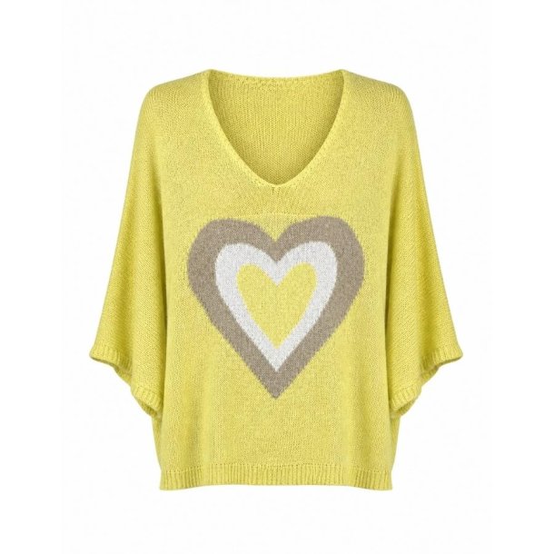 gul bluse med hjerte bomuld dame