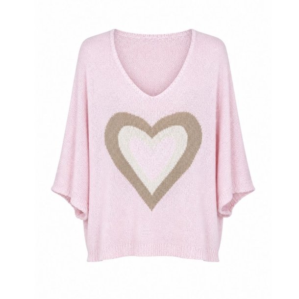 rosa bluse med hjerte bomuld dame