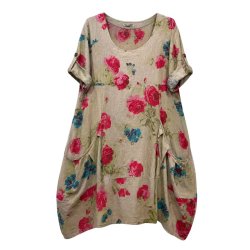 Linen & Cotton House h�rkjole med blomsterprint i 100% h�r One Size