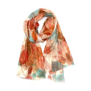 LINETA t�rkl�de i orange nuancer med bladm�nster