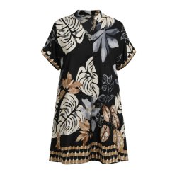 Pomelo Paris tunika med sort bladprint i 100% viskose