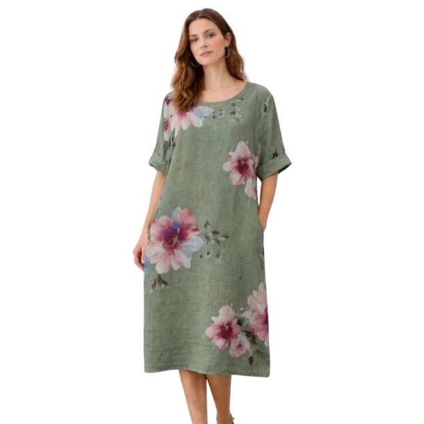 Gr�n Chana Mod h�rkjole med rosa blomsterprint &ndash; style R616