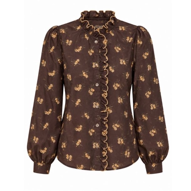 In April 1986 bluse med blomsterprint