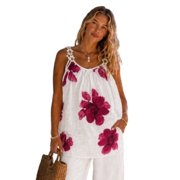 Chana Mod Top med Blomsterprint - One Size
