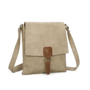 Fox By Ren beige skuldertaske i kunstl�der med flap og remdetalje