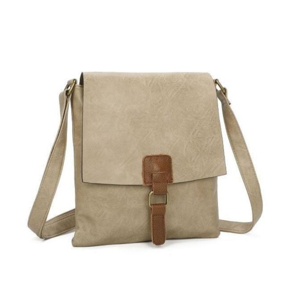 Fox By Ren beige skuldertaske i kunstl�der med flap og remdetalje