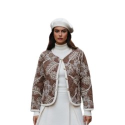 Mooya jakke i brun med broderet m�nster &ndash; 100% bomuld fra Fruens Hus