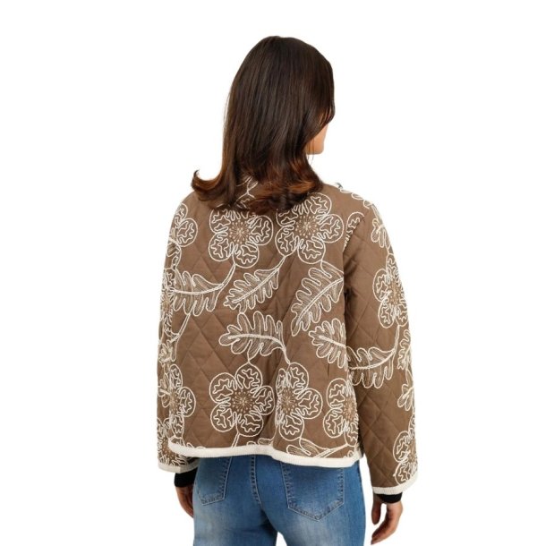 Mooya jakke i brun med broderet m�nster &ndash; 100% bomuld fra Fruens Hus