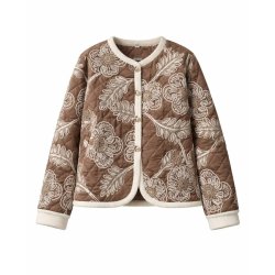 Mooya jakke i brun med broderet m�nster &ndash; 100% bomuld fra Fruens Hus
