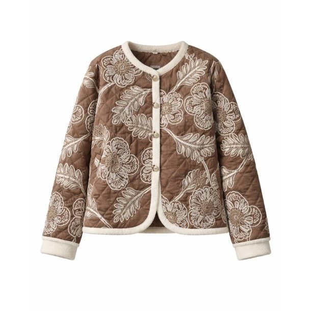 Mooya jakke i brun med broderet m�nster &ndash; 100% bomuld fra Fruens Hus