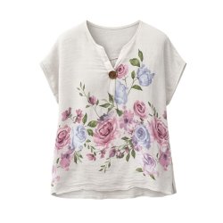 Chana Mod h�rbluse med blomsterprint i rosa og lilla nuancer