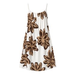 Chana Mod kjole med brunt blomsterprint i 100% viskose