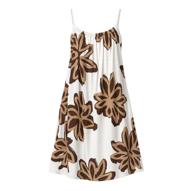 Chana Mod kjole med brunt blomsterprint i 100% viskose