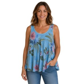 Chana Mod lysebl� top med blomsterprint i 100% bomuld