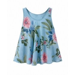 Chana Mod lysebl� top med blomsterprint i 100% bomuld