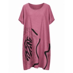 Pomelo rosa kjole med sort grafisk print