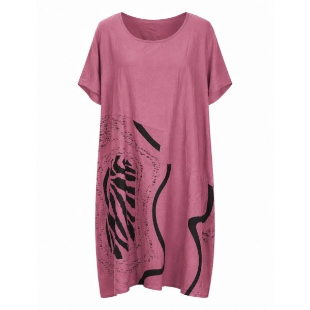 Pomelo rosa kjole med sort grafisk print