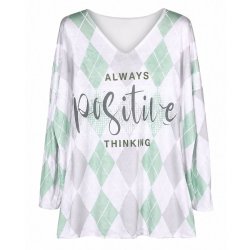 Lucky Nana bluse i viskose med harlekinm�nster og tekstprint &ndash; One Size, CX24169-02.