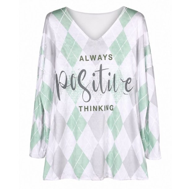 Lucky Nana bluse i viskose med harlekinm�nster og tekstprint &ndash; One Size, CX24169-02.