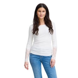 Offwhite T-shirt med blonde�rmer fra Fransa model 20613313