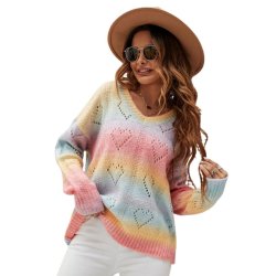 Multifarvet pastel strikbluse fra FS Collection FS5-1