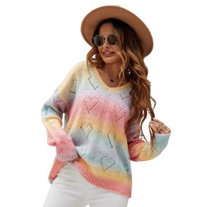 Multifarvet pastel strikbluse fra FS Collection FS5-1