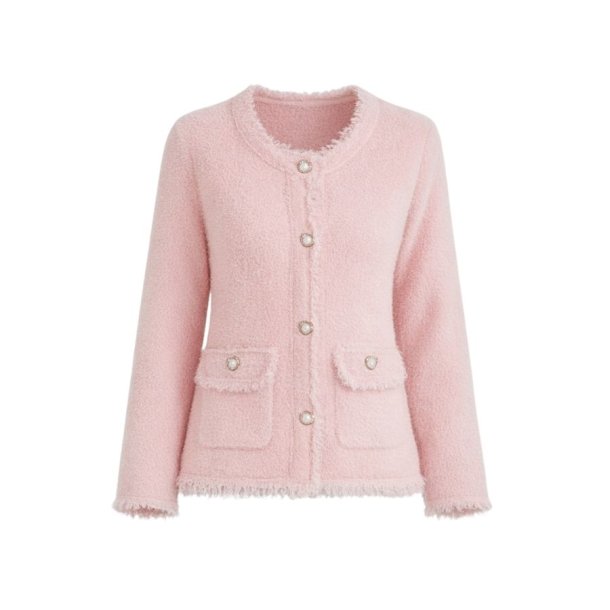 Pink boucl�jakke fra FS Collection FS719