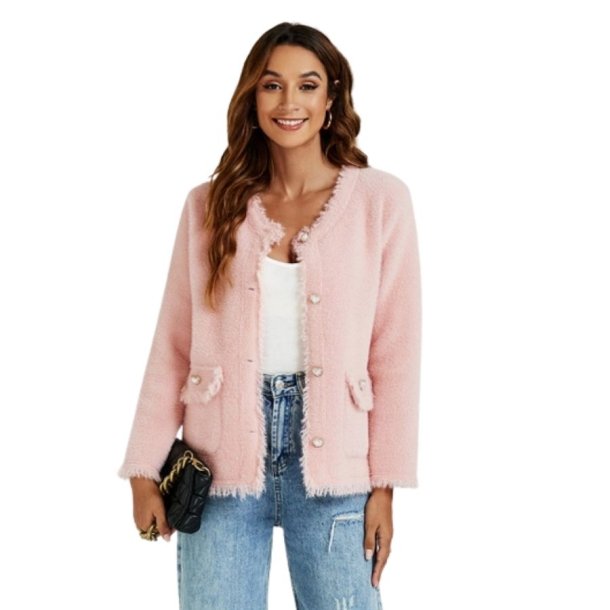 Pink boucl�jakke fra FS Collection FS719