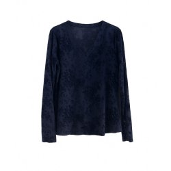 Marinebl mesh bluse med fljlsmnster