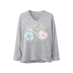 Gr� bluse med blomster fra MOOYA model 18823