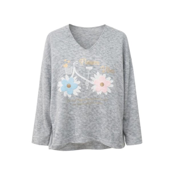 Gr� bluse med blomster fra MOOYA model 18823