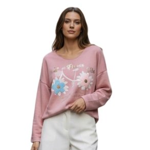Pink bluse med blomster fra MOOYA model 18823